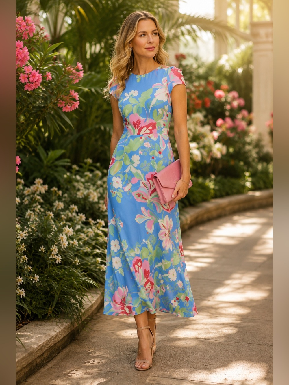Yumi Kim Meilin Dress Dream Girl Blue Floral Midi Dress Small S $248 MSRP